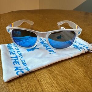 Dutch Bros White Frosted Sunglasses with Blue Lenses